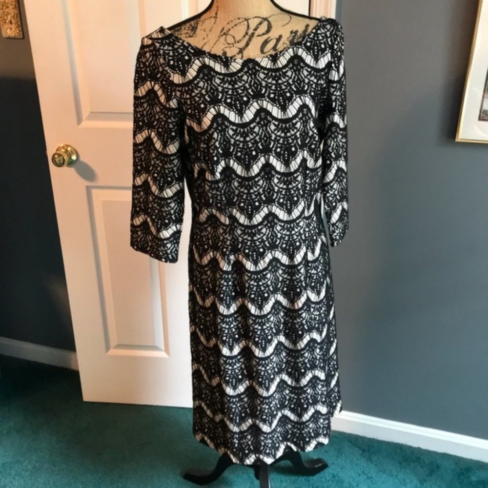 Lilly Pulitzer Nikola Black Lace 3/4 Sleeve Dress